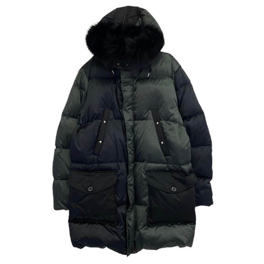 1piu1uguale3 ウノピュウノウグァーレトレ MRC130 NYN035 LIMONTA CRAZY HOODED DOWN バックロゴ クレイジー フーデッド ダウンジャケット ブラック系 グリーン系【中古】