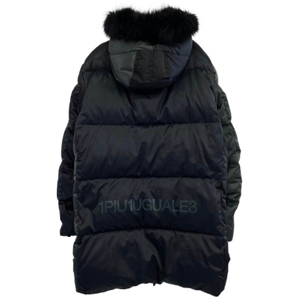 1piu1uguale3 ウノピュウノウグァーレトレ MRC130 NYN035 LIMONTA CRAZY HOODED DOWN バックロゴ クレイジー フーデッド ダウンジャケット ブラック系 グリーン系【中古】
