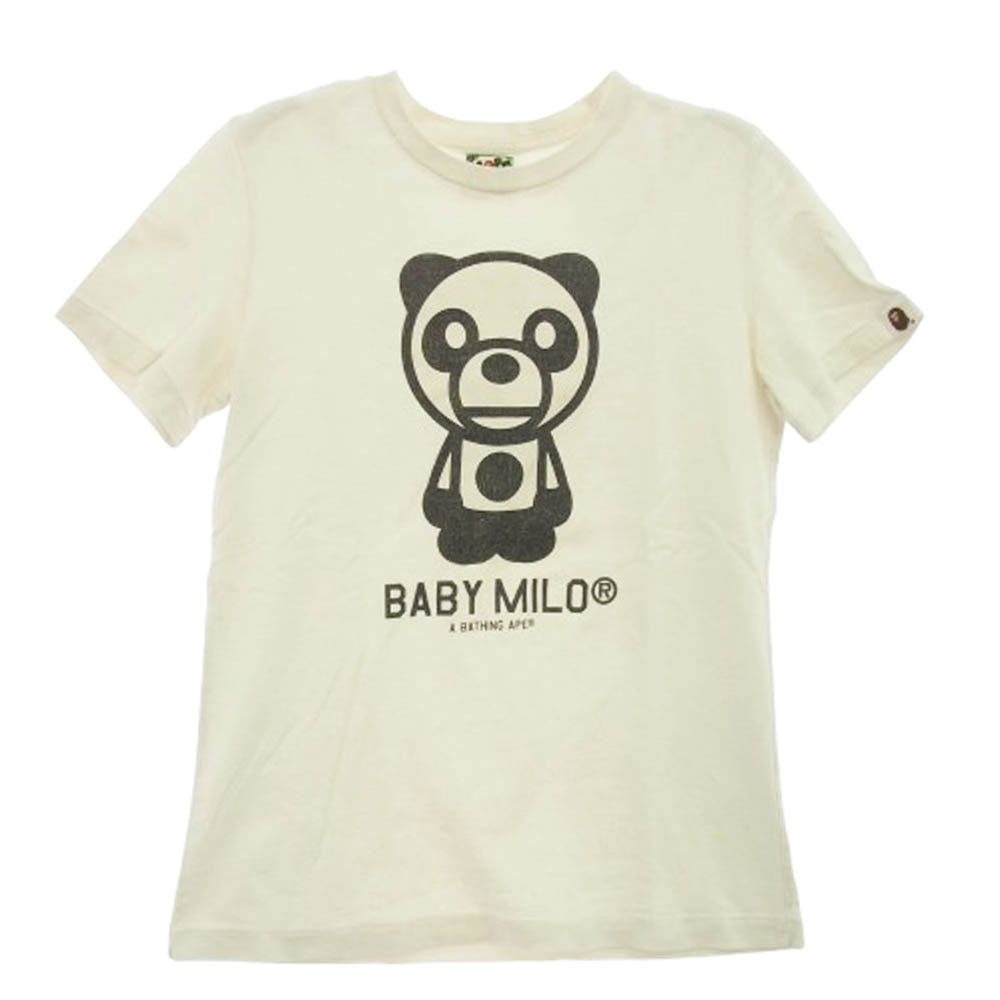 A BATHING APE アベイシングエイプ BABY MILO ベイビーマイロ パンダ プリント 半袖 Tシャツ ホワイト系 S【中古】