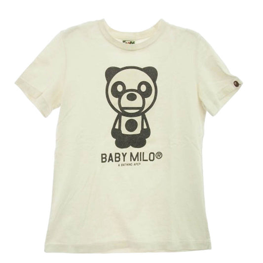 A BATHING APE アベイシングエイプ BABY MILO ベイビーマイロ パンダ プリント 半袖 Tシャツ ホワイト系 S【中古】