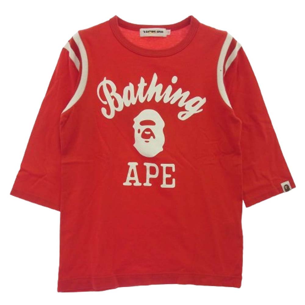 A BATHING APE アベイシングエイプ プリント Tシャツ レッド系 XS【中古】