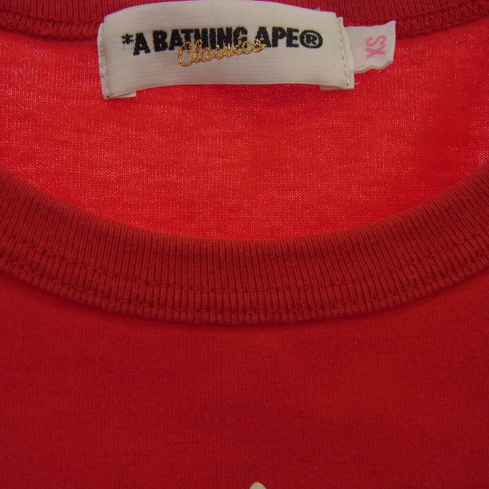 A BATHING APE アベイシングエイプ プリント Tシャツ レッド系 XS【中古】