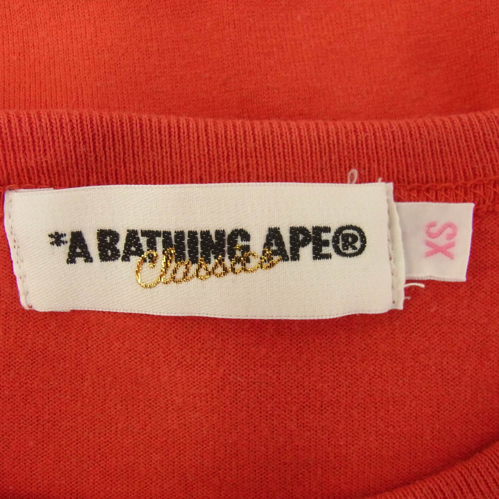 A BATHING APE アベイシングエイプ プリント Tシャツ レッド系 XS【中古】