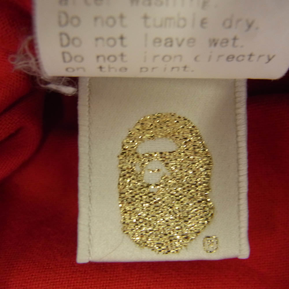 A BATHING APE アベイシングエイプ プリント Tシャツ レッド系 XS【中古】