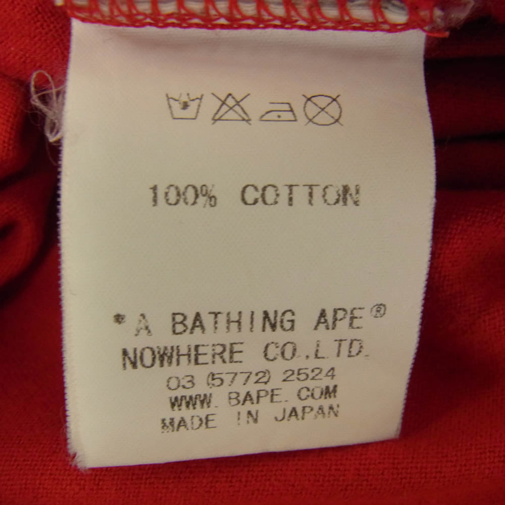A BATHING APE アベイシングエイプ プリント Tシャツ レッド系 XS【中古】