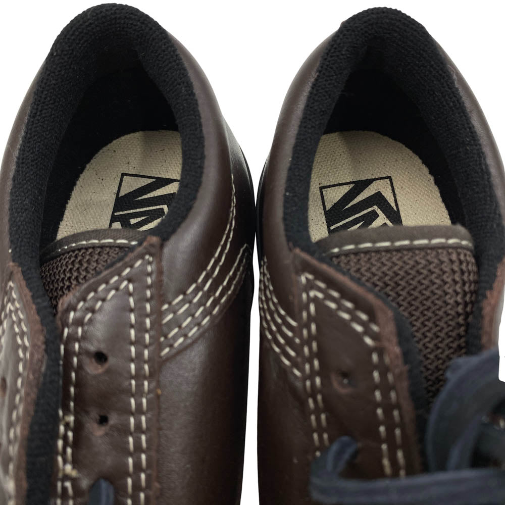 VANS バンズ V102L RB ローカット レザー スニーカー ブラウン系 US7.0【美品】【中古】