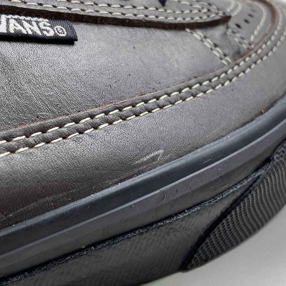 VANS バンズ V102L RB ローカット レザー スニーカー ブラウン系 US7.0【美品】【中古】