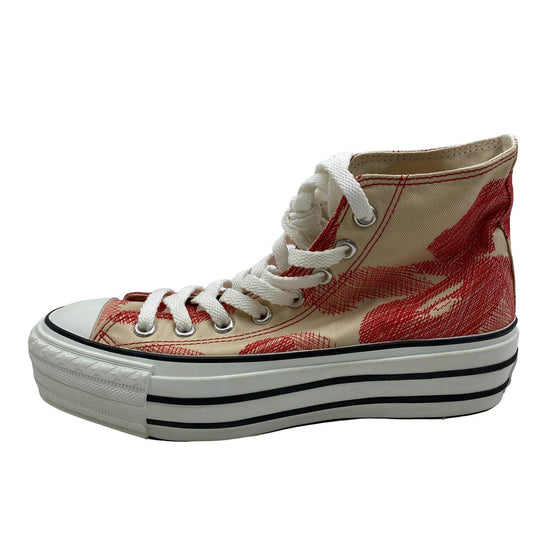 A BATHING APE アベイシングエイプ APE STA エイプスタ キャンバス ワッペンロゴ ハイカット スニーカー ベージュ系 24cm【中古】