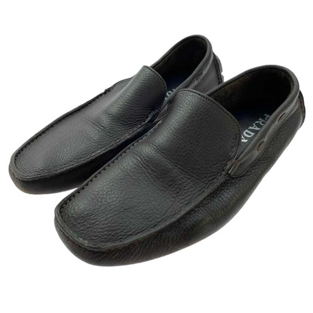 PRADA プラダ 2D0165 ダークブラウン スリッポン ドライビング シューズ ブラウン系 6.5【中古】