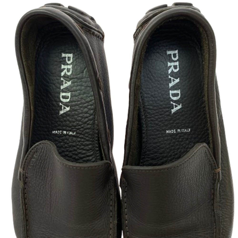 PRADA プラダ 2D0165 ダークブラウン スリッポン ドライビング シューズ ブラウン系 6.5【中古】