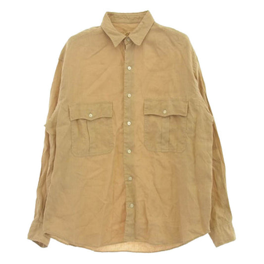 PORTER CLASSIC ポータークラシック ROLL UP SHIRT ロールアップ リネン 長袖 シャツ ブラウン系 M【中古】
