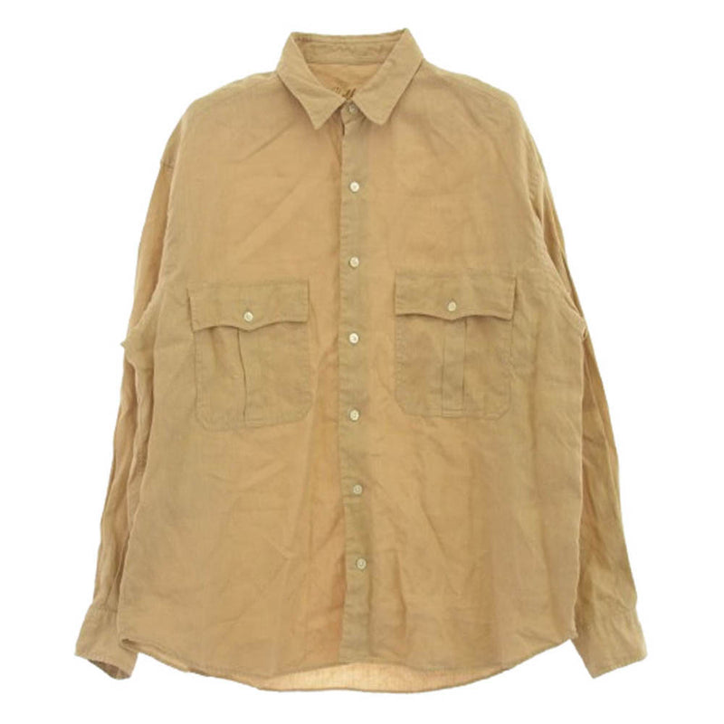 PORTER CLASSIC ポータークラシック ROLL UP SHIRT ロールアップ リネン 長袖 シャツ ブラウン系 M【中古】