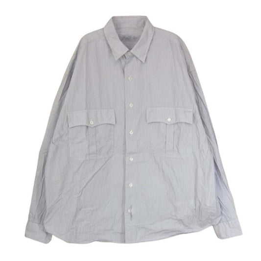 PORTER CLASSIC ポータークラシック ROLL UP STRIPE SHIRT ロールアップ ストライプ 長袖 シャツ ブルー系 L【中古】