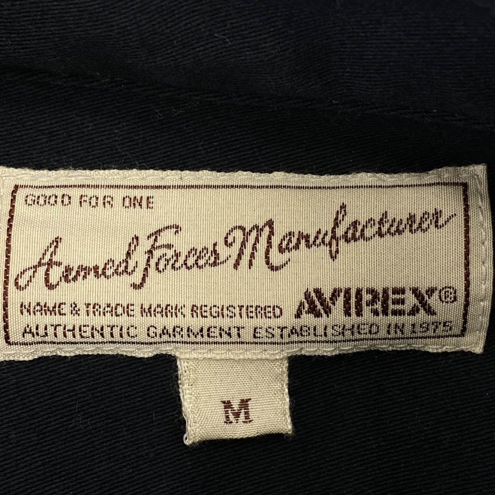 AVIREX アヴィレックス 6185139 STREET GEAR /FIELD LS STRETCH TWILL PATCHED SHIRT ストレッチツイル ミリタリー パッチド 長袖 シャツ ダークネイビー系 M【中古】