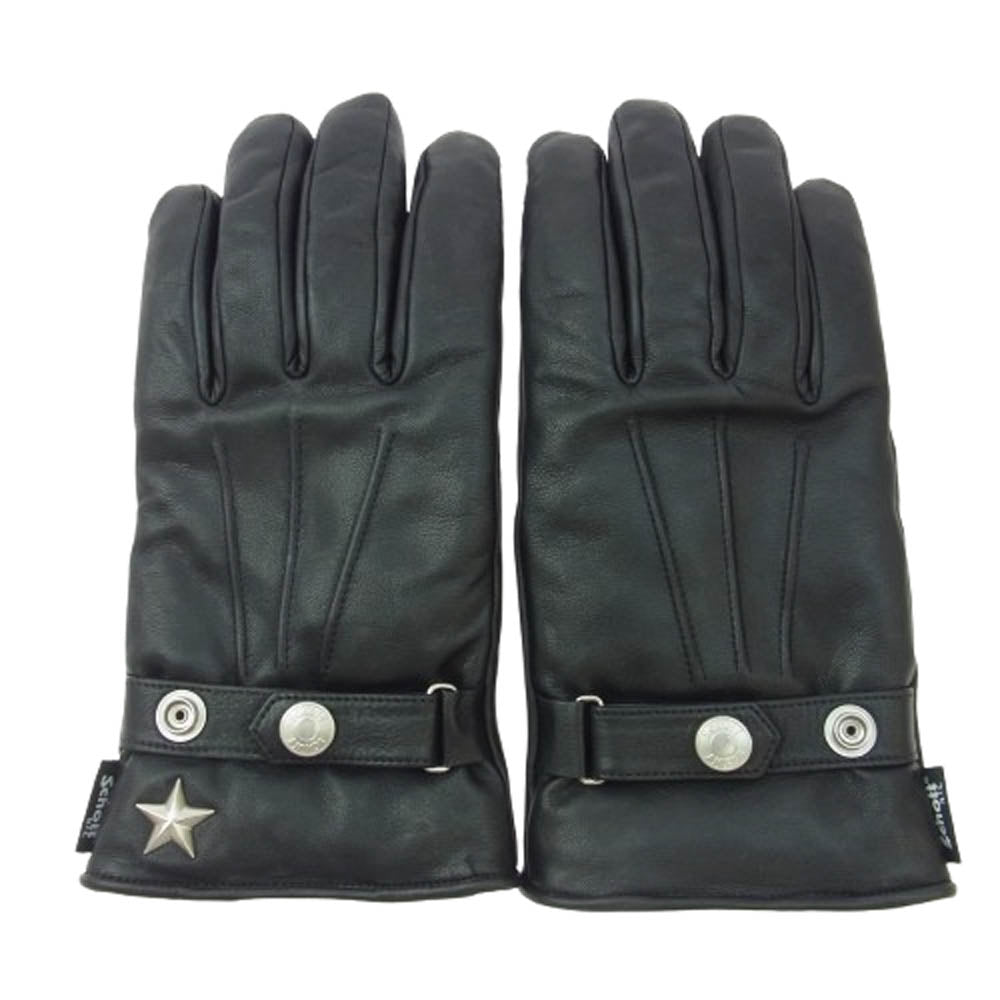 schott ショット 782-4970045 ワンスター スタッズ 内ボア レザー ウインターグローブ 手袋 ブラック系 M【美品】【中古】