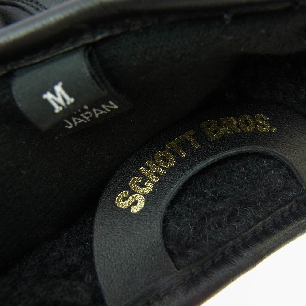 schott ショット 782-4970045 ワンスター スタッズ 内ボア レザー ウインターグローブ 手袋 ブラック系 M【美品】【中古】