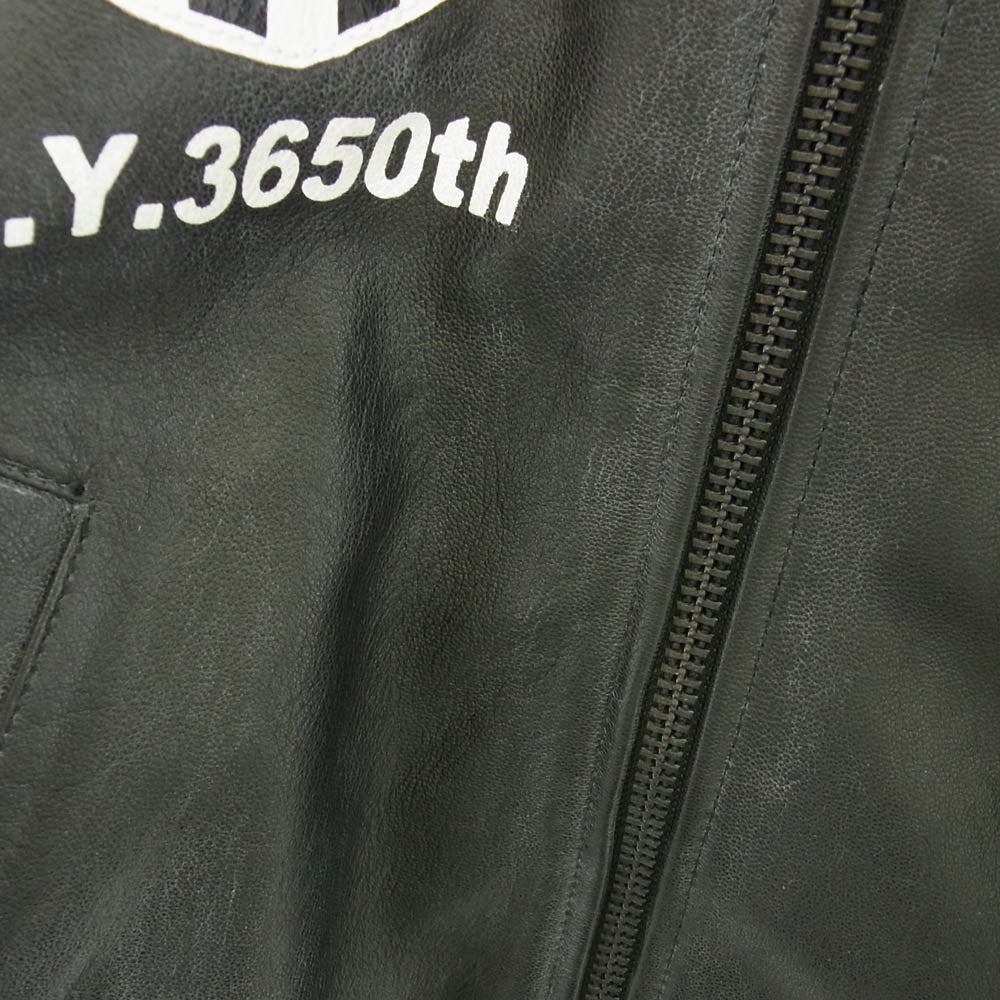 AVIREX アヴィレックス 6161075 MILITARY JKT GOAT MA-1 UNITED STATE ゴートレザー スタッズ ミリタリー ジャケット ブラック系 XL【中古】