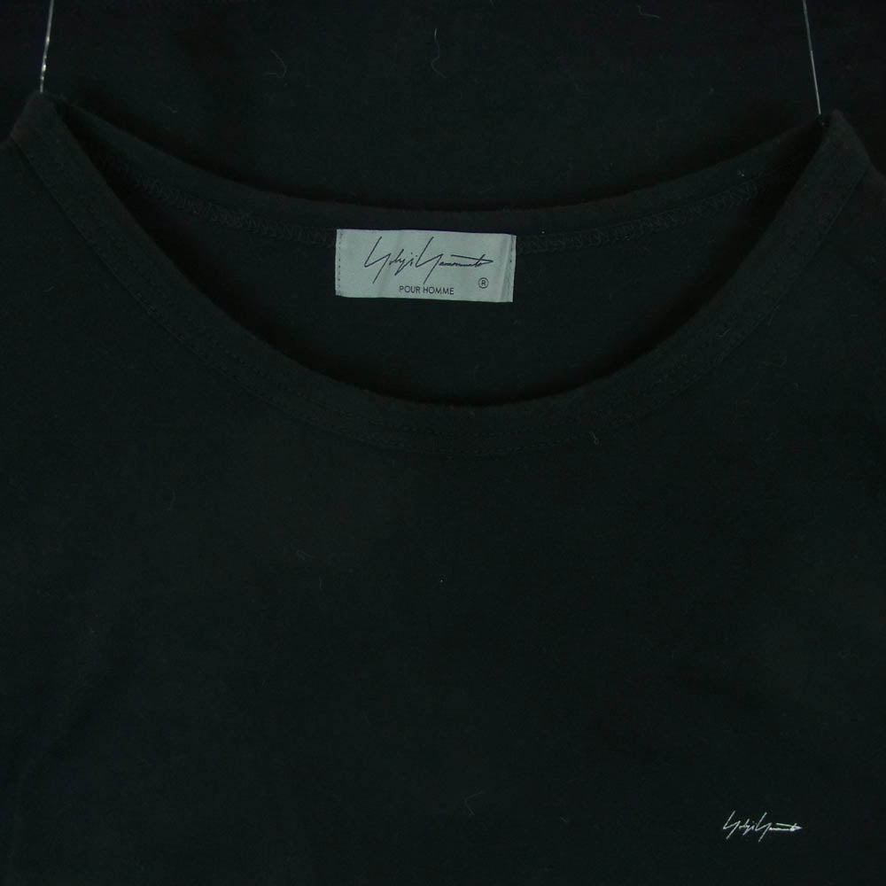 Yohji Yamamoto POUR HOMME ヨウジヤマモトプールオム HE-T45-992 胸ロゴプリント 半袖 Tシャツ カットソー ブラック系 3【中古】