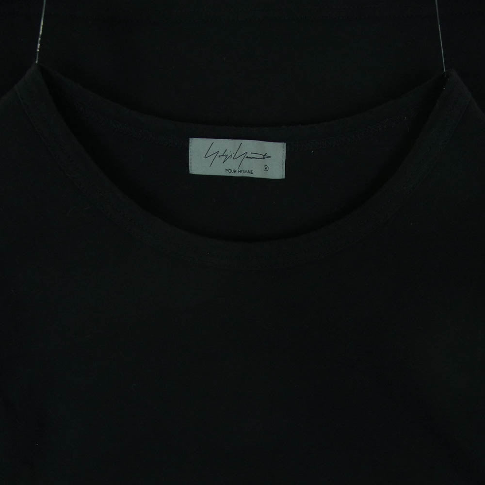 Yohji Yamamoto POUR HOMME ヨウジヤマモトプールオム HE-T45-992 袖ロゴプリント 半袖 Tシャツ カットソー ブラック系 3【中古】