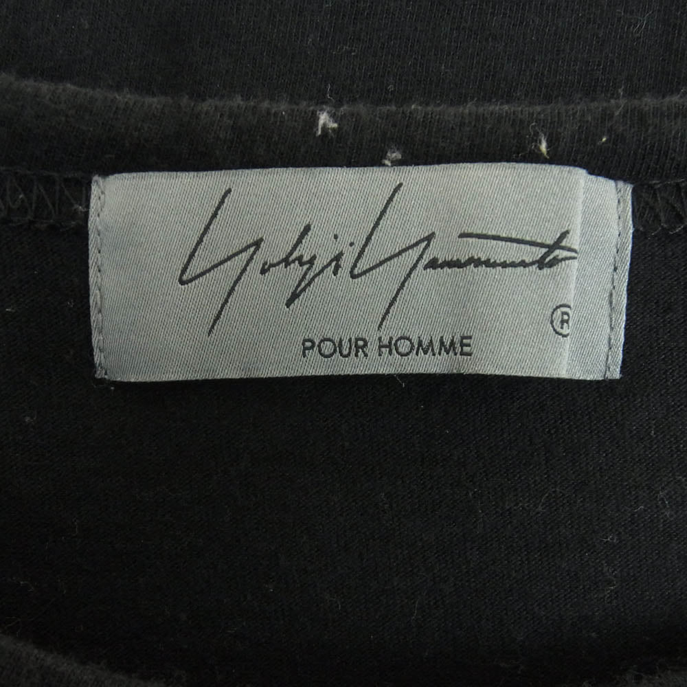 Yohji Yamamoto POUR HOMME ヨウジヤマモトプールオム HE-T45-992 裾ロゴプリント 半袖 Tシャツ カットソー ブラック系 3【中古】