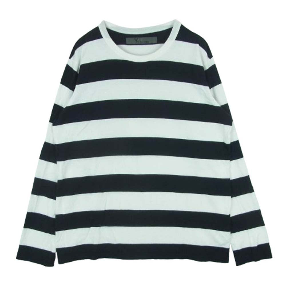 Y's Yohji Yamamoto ワイズ ヨウジヤマモト 23AW MJ-T80-089 Ys for men ワイズフォーメン 23AW LONG SLEEVE T-SHIRT WITH STRIPES ボーダー 長袖 Tシャツ カットソー ブラック系 ホワイト系 3【中古】