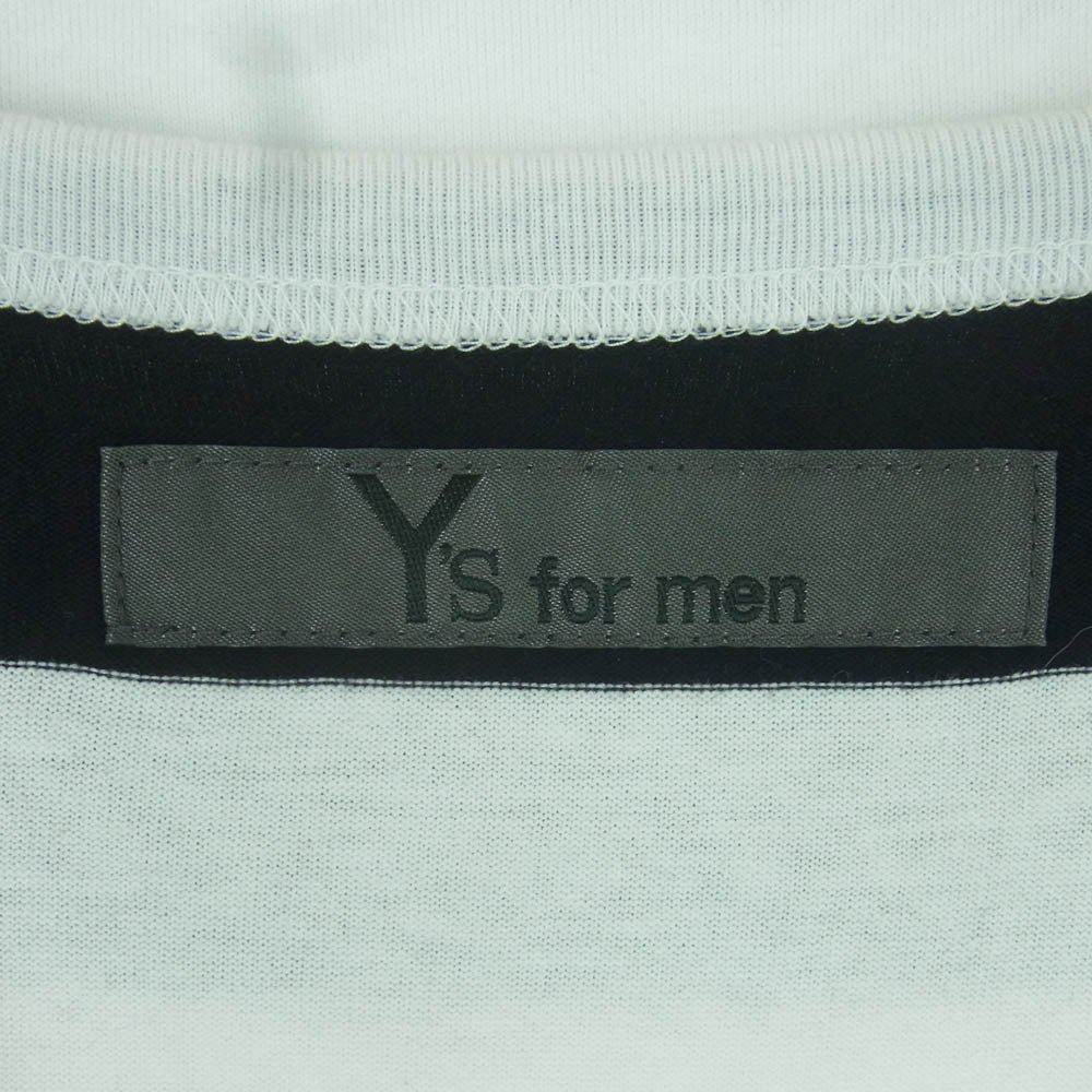 Y's Yohji Yamamoto ワイズ ヨウジヤマモト 23AW MJ-T80-089 Ys for men ワイズフォーメン 23AW LONG SLEEVE T-SHIRT WITH STRIPES ボーダー 長袖 Tシャツ カットソー ブラック系 ホワイト系 3【中古】