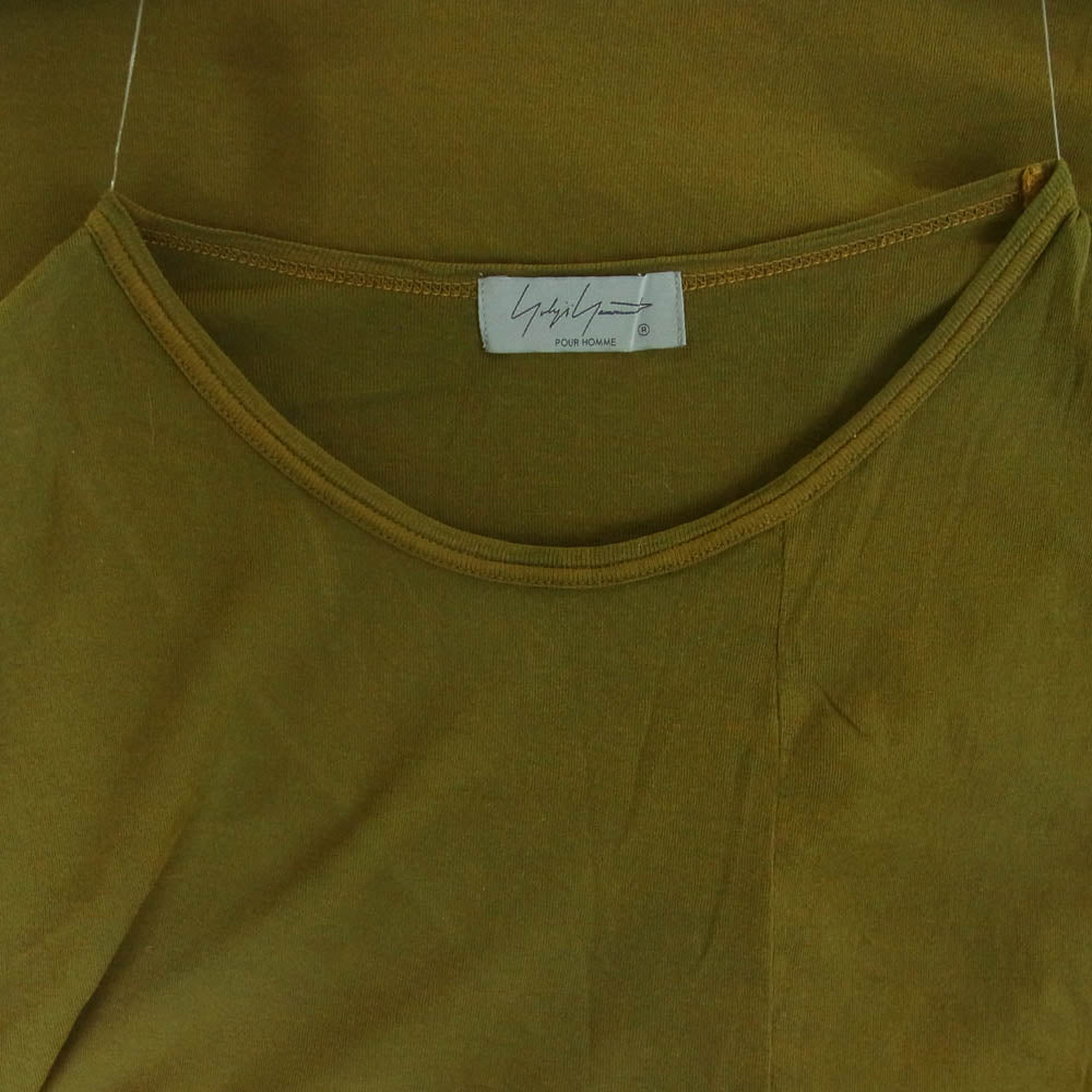 Yohji Yamamoto POUR HOMME ヨウジヤマモトプールオム HS-T36-085 HIGH TWISTED RIB FRONT SWITCH SHORT SLEEVE T ハイツイスト リブ フロント スイッチ 半袖 Tシャツ カットソー グリーン系 3【中古】