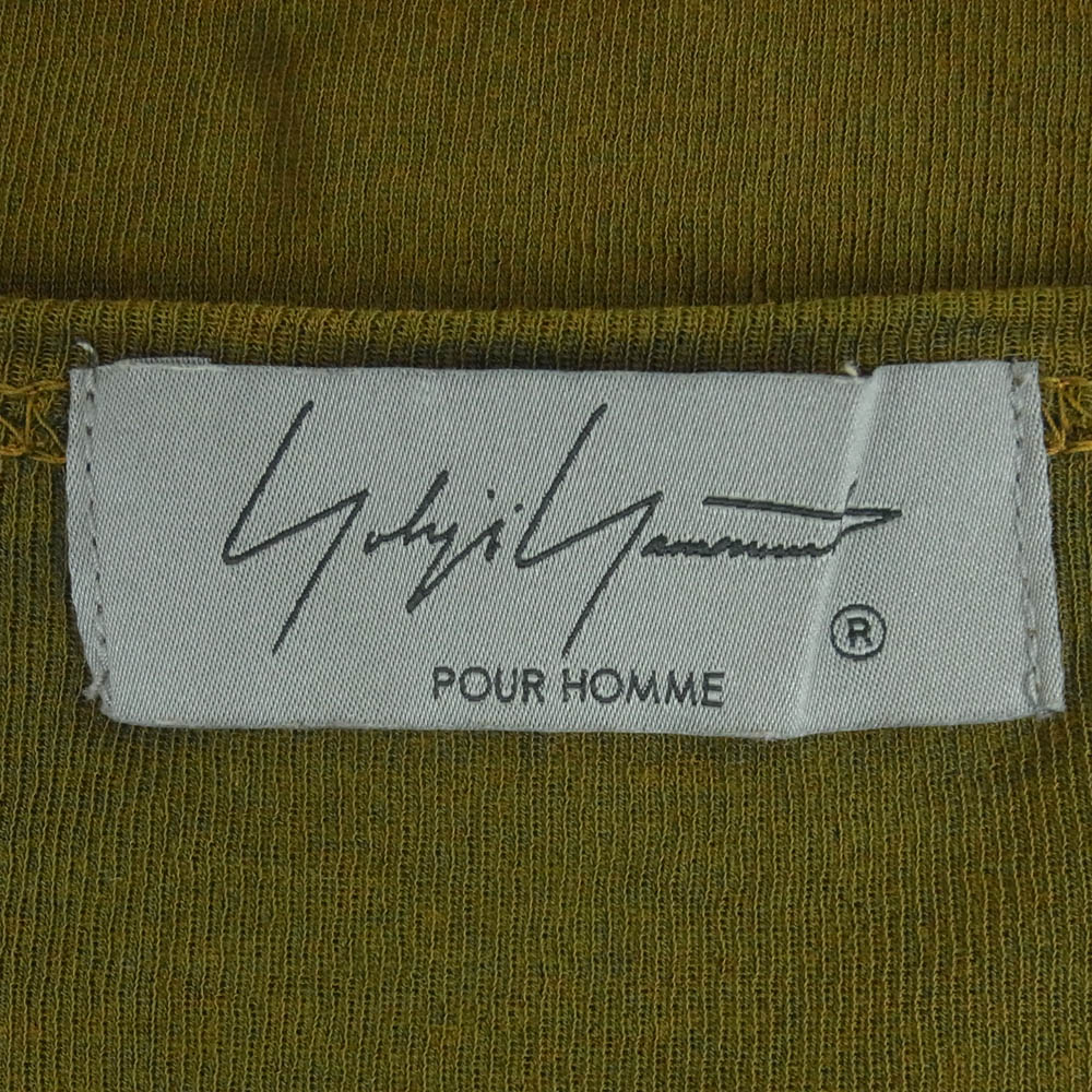 Yohji Yamamoto POUR HOMME ヨウジヤマモトプールオム HS-T36-085 HIGH TWISTED RIB FRONT SWITCH SHORT SLEEVE T ハイツイスト リブ フロント スイッチ 半袖 Tシャツ カットソー グリーン系 3【中古】