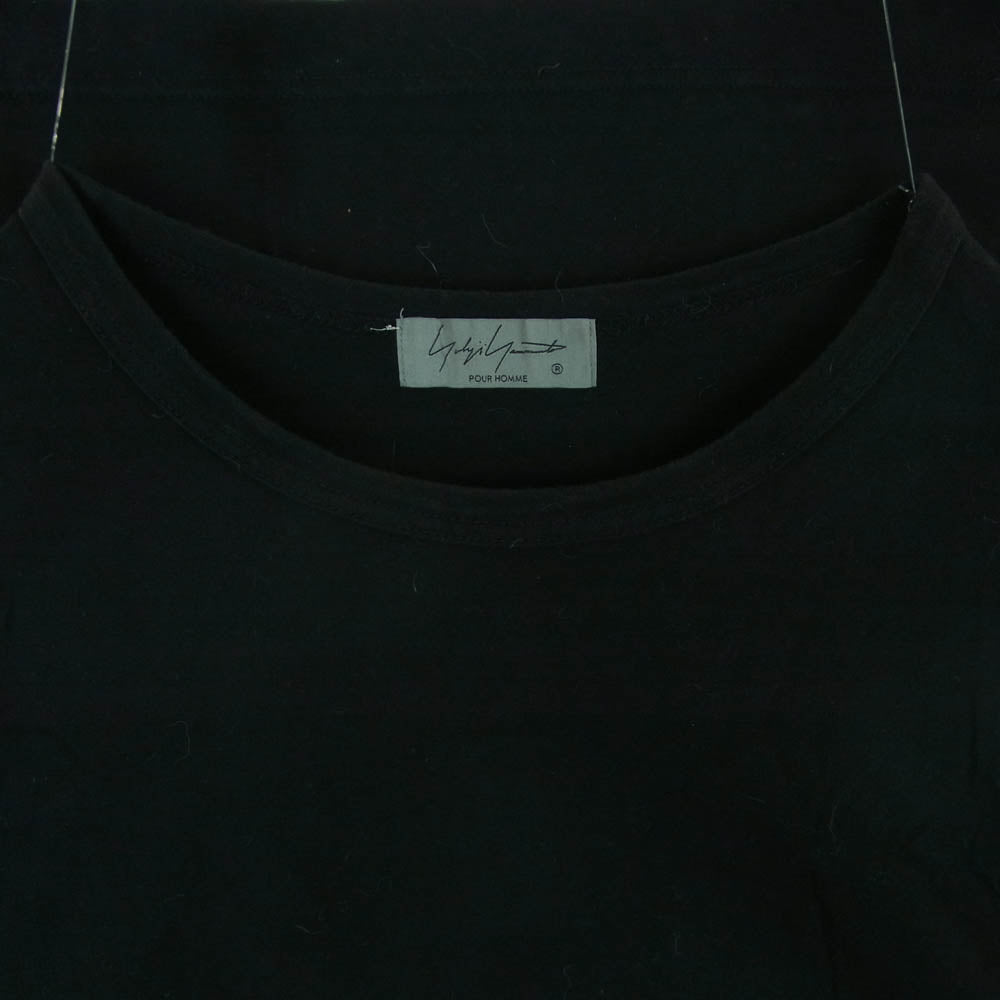 Yohji Yamamoto POUR HOMME ヨウジヤマモトプールオム HX-T03-070 カルティマ天竺 新丸首 長袖 Tシャツ カットソー ブラック系 3【中古】