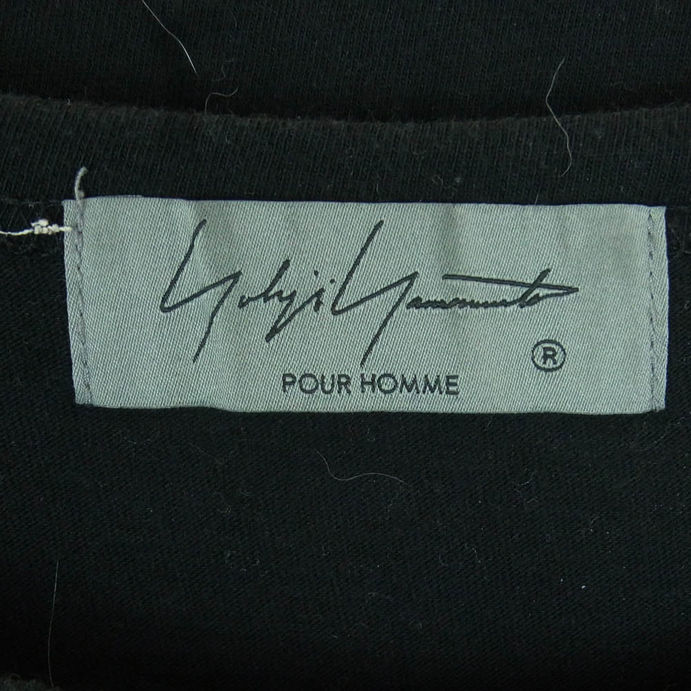Yohji Yamamoto POUR HOMME ヨウジヤマモトプールオム HX-T03-070 カルティマ天竺 新丸首 長袖 Tシャツ カットソー ブラック系 3【中古】
