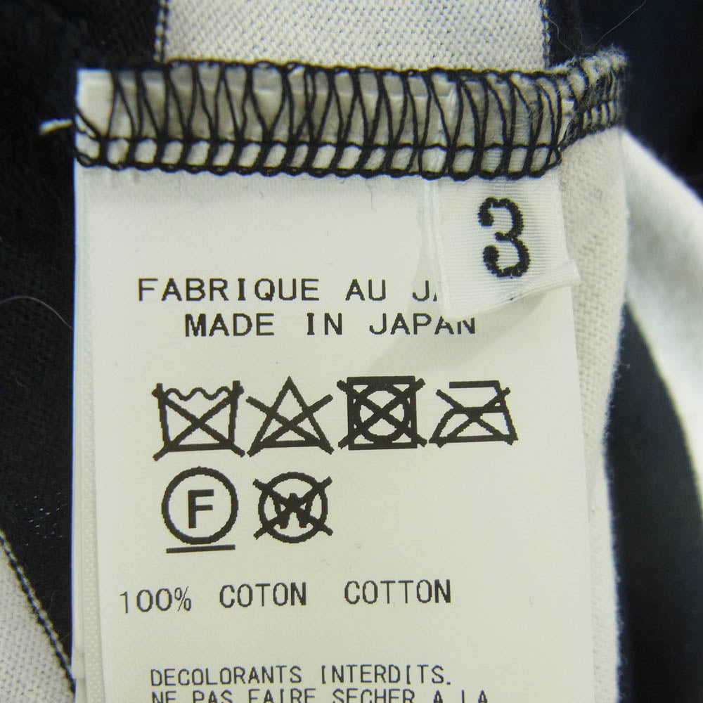 Yohji Yamamoto POUR HOMME ヨウジヤマモトプールオム HR-T52-071 フロントボタン 変形 ボーダー切替 アシンメトリー 長袖 Ｔシャツ ブラック系 ホワイト系 3【中古】