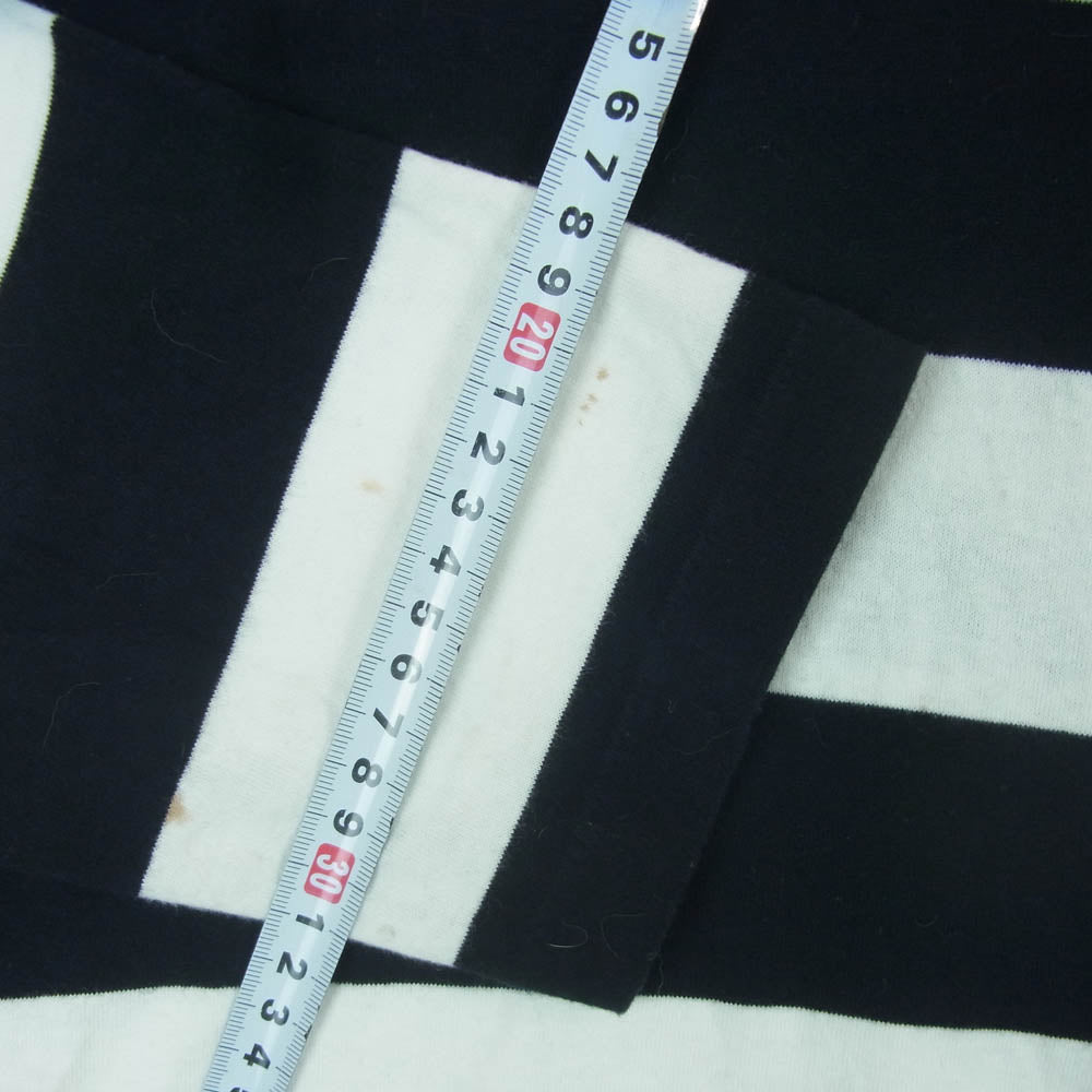 Yohji Yamamoto POUR HOMME ヨウジヤマモトプールオム HR-T52-071 フロントボタン 変形 ボーダー切替 アシンメトリー 長袖 Ｔシャツ ブラック系 ホワイト系 3【中古】