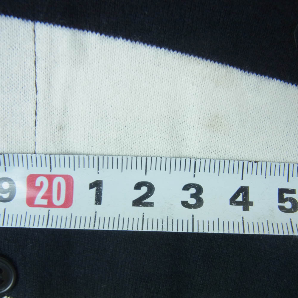 Yohji Yamamoto POUR HOMME ヨウジヤマモトプールオム HR-T52-071 フロントボタン 変形 ボーダー切替 アシンメトリー 長袖 Ｔシャツ ブラック系 ホワイト系 3【中古】