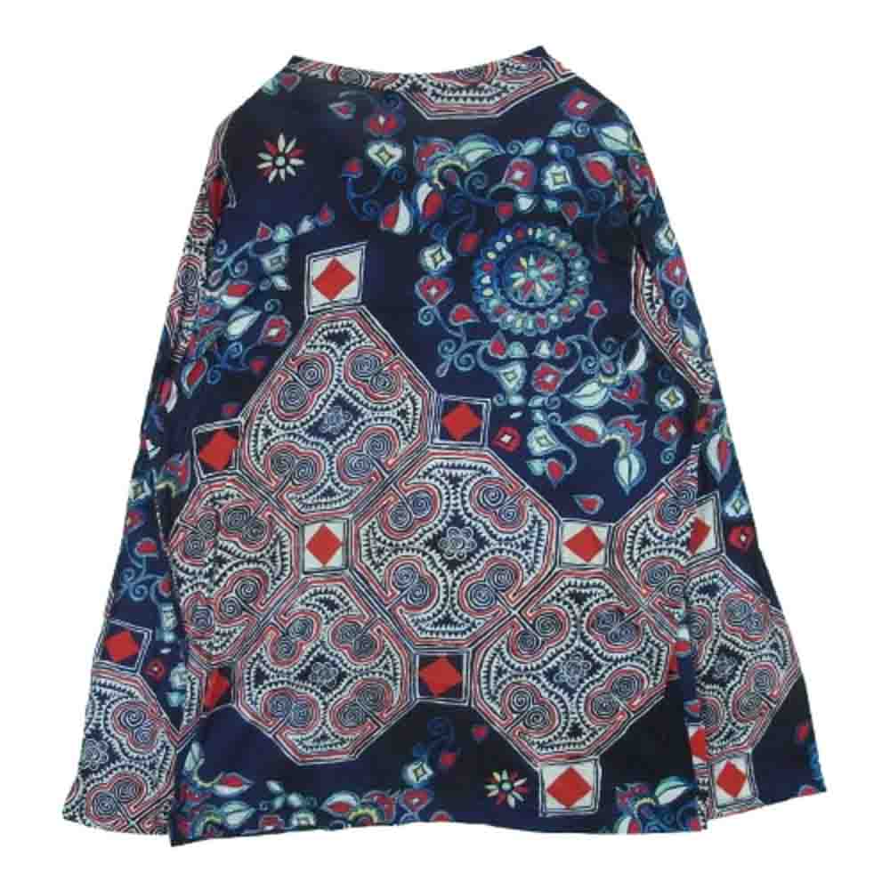 Yohji Yamamoto POUR HOMME ヨウジヤマモトプールオム HZ-T84-992 CHINOISERIE LONG SLEEVE T-SHIRT 総柄 長袖 カットソー Tシャツ ネイビー系 3【中古】