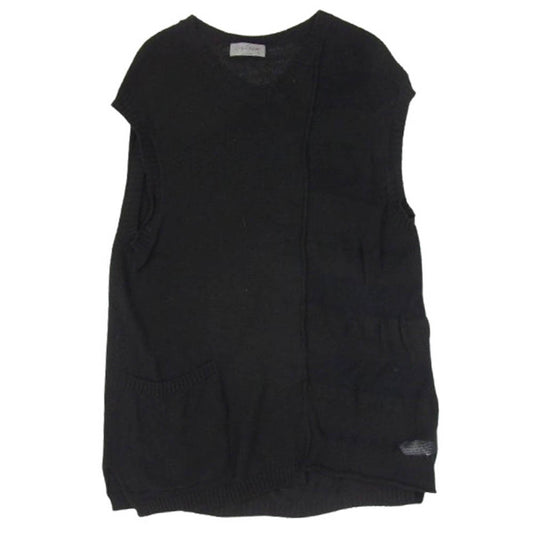 Yohji Yamamoto POUR HOMME ヨウジヤマモトプールオム HS-K17-095 7G SWITCH BORDER SWITCH V-NECK VEST ボーダー 切り替え Vネック ニット ベスト ブラック系 3【中古】