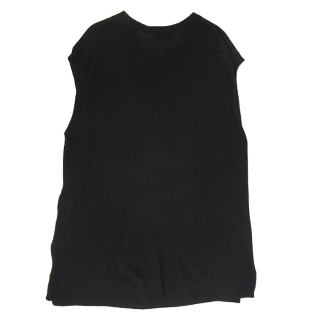 Yohji Yamamoto POUR HOMME ヨウジヤマモトプールオム HS-K17-095 7G SWITCH BORDER SWITCH V-NECK VEST ボーダー 切り替え Vネック ニット ベスト ブラック系 3【中古】