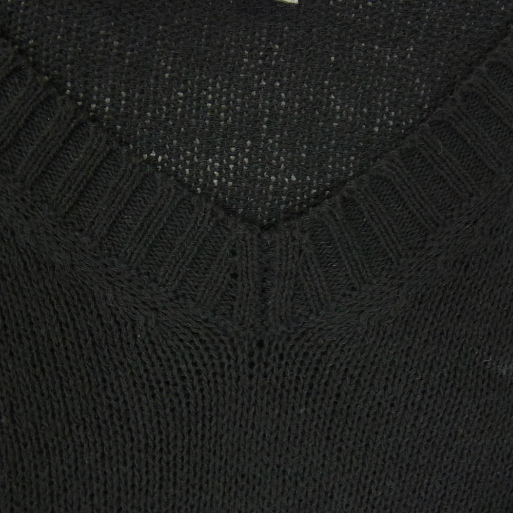 Yohji Yamamoto POUR HOMME ヨウジヤマモトプールオム HS-K17-095 7G SWITCH BORDER SWITCH V-NECK VEST ボーダー 切り替え Vネック ニット ベスト ブラック系 3【中古】