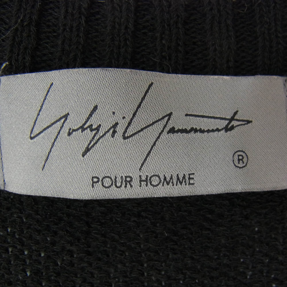 Yohji Yamamoto POUR HOMME ヨウジヤマモトプールオム HS-K17-095 7G SWITCH BORDER SWITCH V-NECK VEST ボーダー 切り替え Vネック ニット ベスト ブラック系 3【中古】