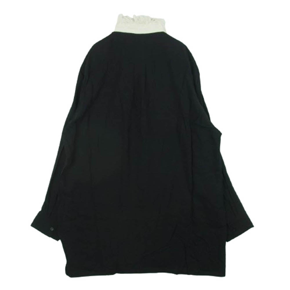 Yohji Yamamoto POUR HOMME ヨウジヤマモトプールオム HD-B93-204 フェザーカラー 長袖 ロング シャツ ブラウス ブラック系 4【中古】