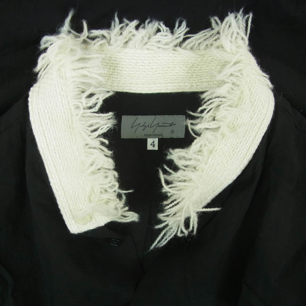 Yohji Yamamoto POUR HOMME ヨウジヤマモトプールオム HD-B93-204 フェザーカラー 長袖 ロング シャツ ブラウス ブラック系 4【中古】