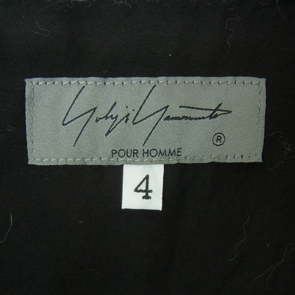 Yohji Yamamoto POUR HOMME ヨウジヤマモトプールオム HD-B93-204 フェザーカラー 長袖 ロング シャツ ブラウス ブラック系 4【中古】