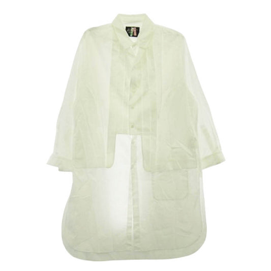 Yohji Yamamoto ヨウジヤマモト 22SS HE-B79-094 前二重プリーツ BIG B ロングシャツ ブラウス ホワイト系 3【中古】