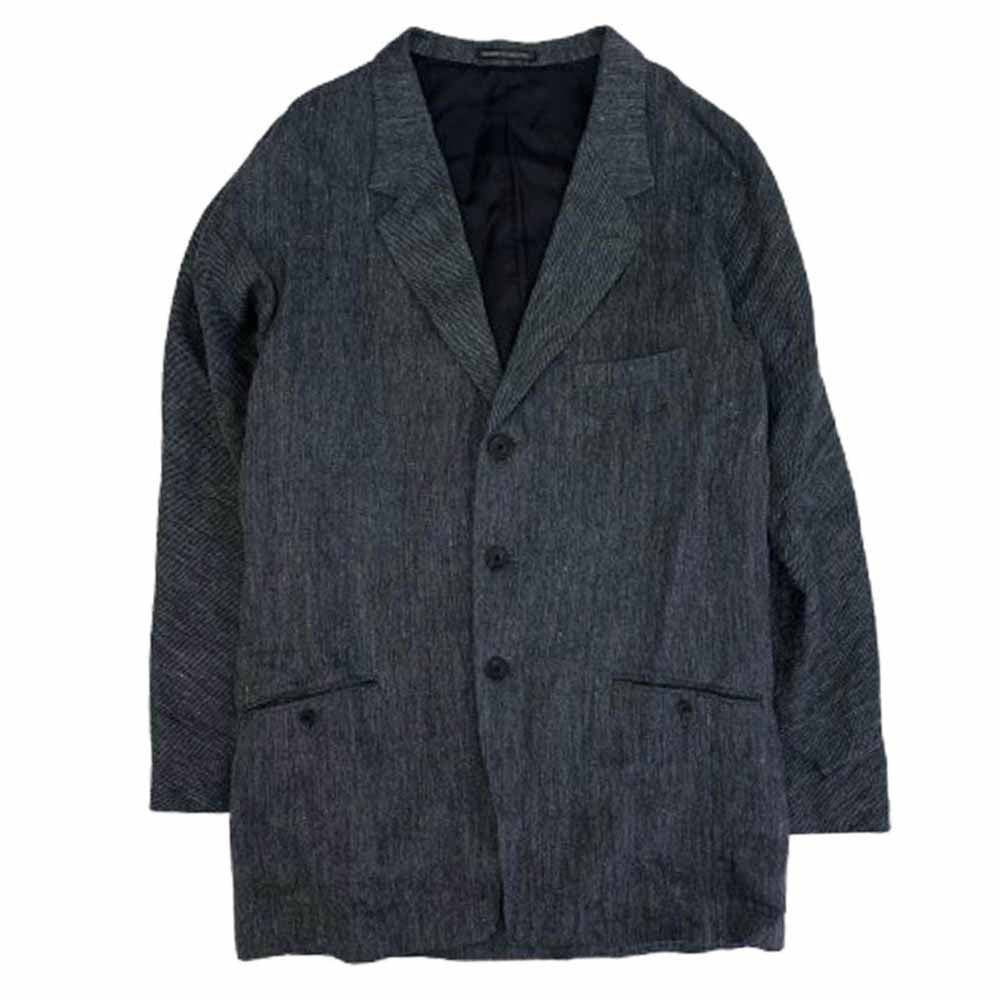 Yohji Yamamoto POUR HOMME ヨウジヤマモトプールオム 24SS HS-J24-302 FLAX TOP GABARDINE RAGLAN SLEEVE JACKET ラグランスリーブJK リネンツイル ジャケット ダークグレー系 4【中古】