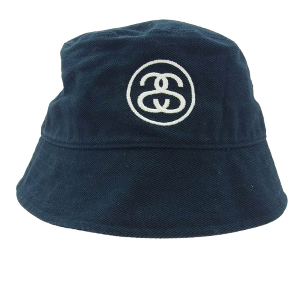 STUSSY ステューシー have a good vibe バケット ハット 帽子 ネイビー系 XL【中古】