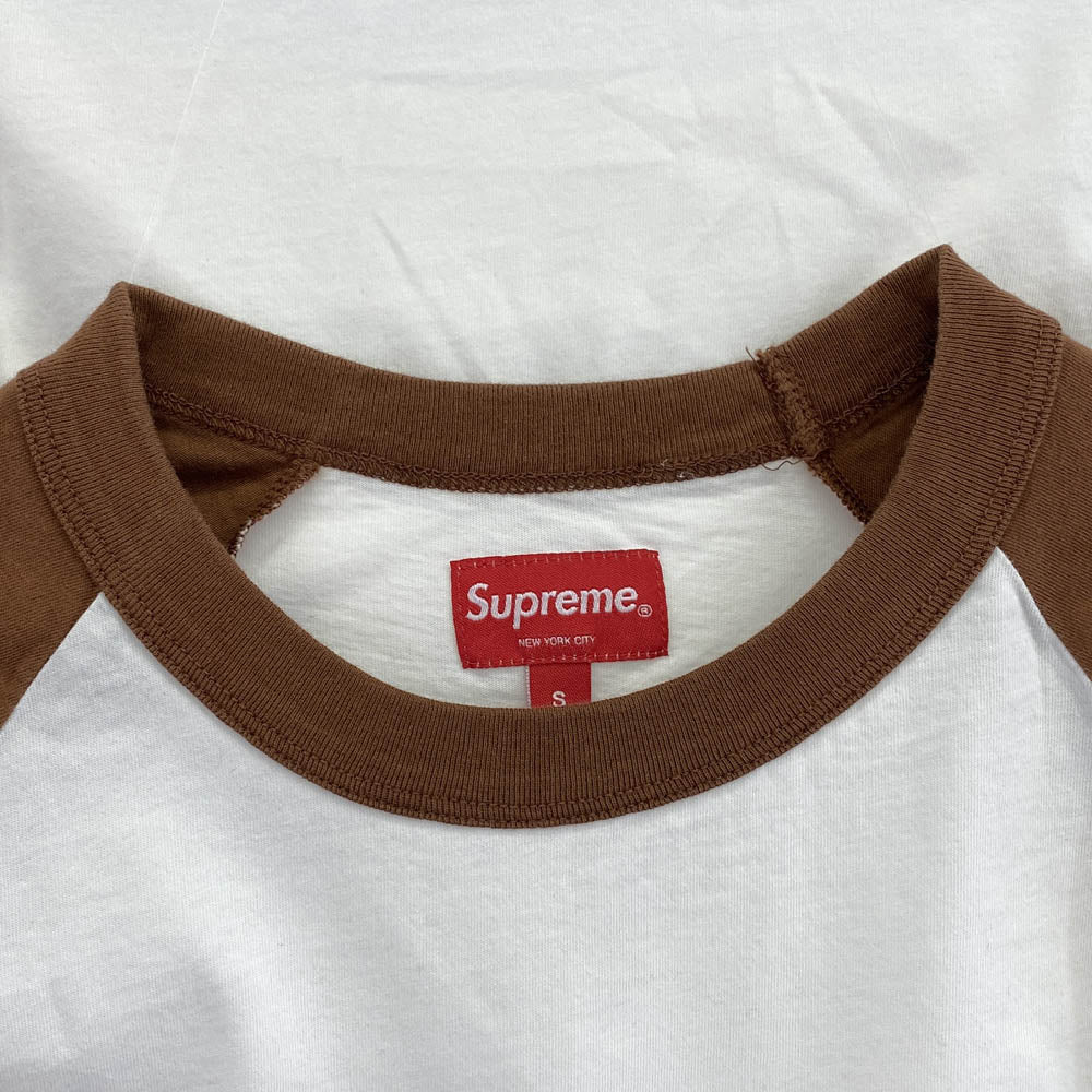 Supreme シュプリーム 22AW Demon Raglan デーモン プリント ラグラン 長袖 ロングスリーブ Tシャツ カットソー ロンT ホワイト系 ブラウン系 S【極上美品】【中古】