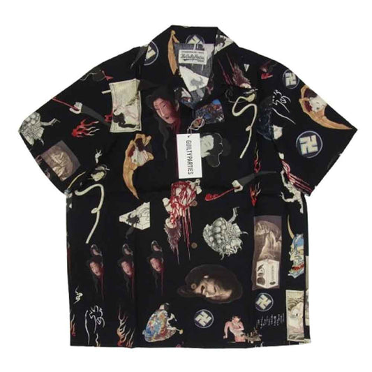 WACKO MARIA ワコマリア 19AW 19FWE-WMS-HI03 HAWAIIAN SHIRT S/S お化け ハワイアン ショートスリーブ 半袖 シャツ ブラック系 S【新古品】【未使用】【中古】