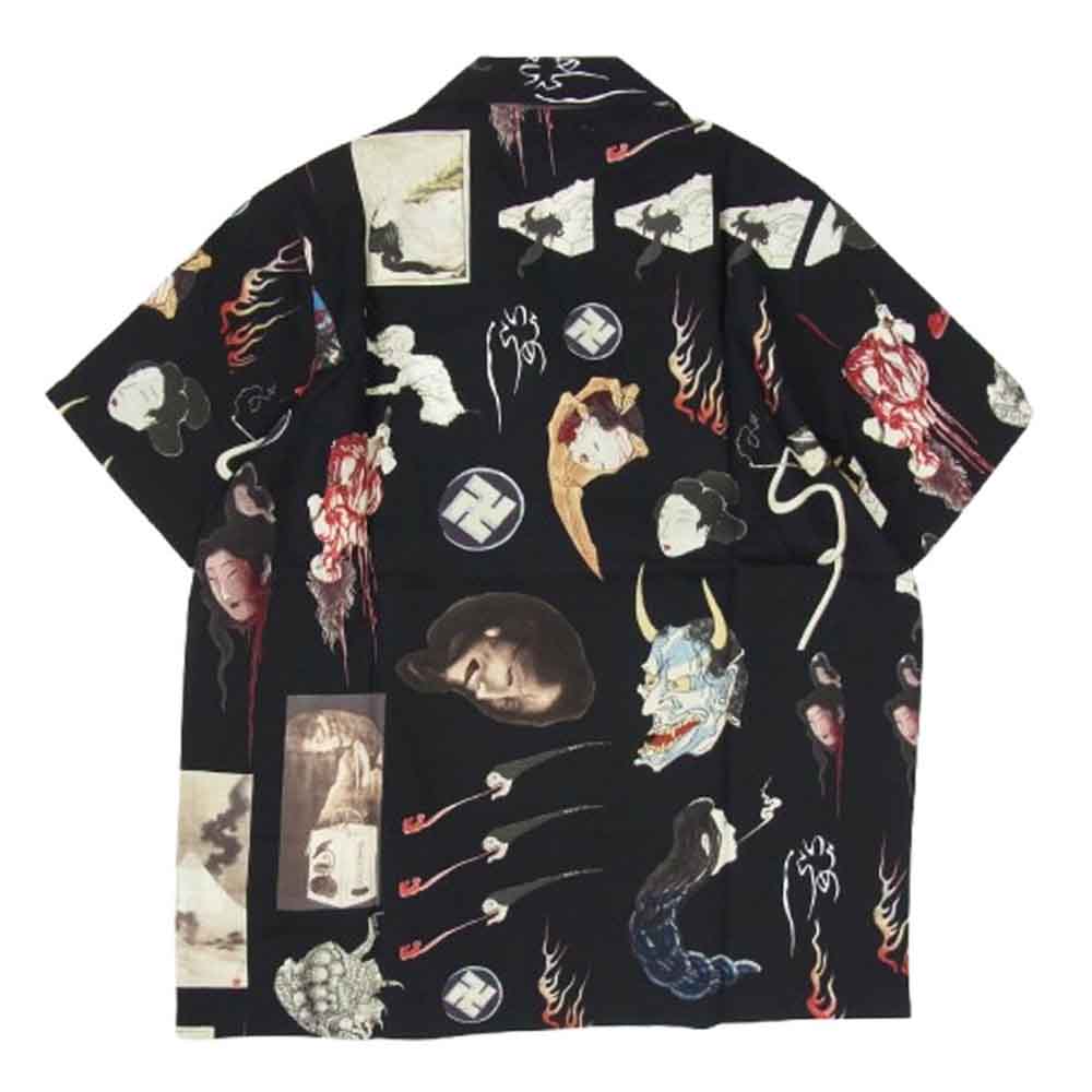WACKO MARIA ワコマリア 19AW 19FWE-WMS-HI03 HAWAIIAN SHIRT S/S お化け ハワイアン ショートスリーブ 半袖 シャツ ブラック系 S【新古品】【未使用】【中古】