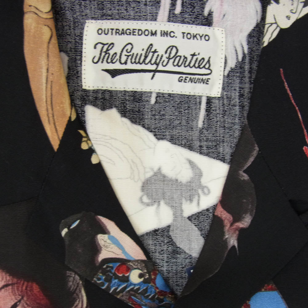 WACKO MARIA ワコマリア 19AW 19FWE-WMS-HI03 HAWAIIAN SHIRT S/S お化け ハワイアン ショートスリーブ 半袖 シャツ ブラック系 S【新古品】【未使用】【中古】