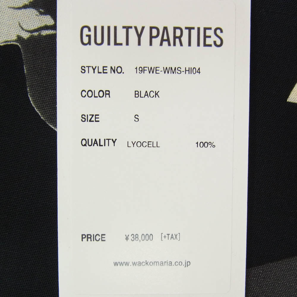 WACKO MARIA ワコマリア 19AW 19FWE-WMS-HI04 HAWAIIAN SHIRTS L/S お化け ハワイアン ロングスリーブ 長袖 シャツ ブラック系 S【新古品】【未使用】【中古】