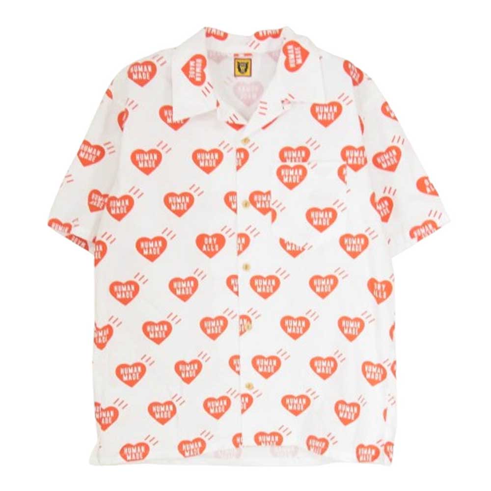 HUMAN MADE ヒューマンメイド HEART ALOHA SHIRT ハートロゴ オープンカラー 半袖 アロハシャツ ホワイト系 M【中古】